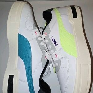 Puma White Sneakers with Blue and Neon Accents